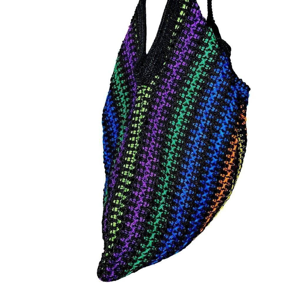 Multi Color Hand Crocheted Tote - Picture 3 of 12